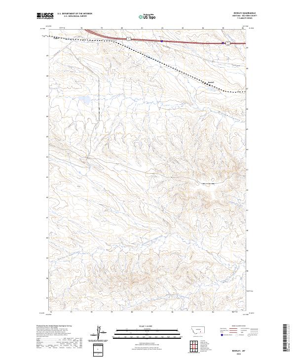 US Topo 7.5-minute map for Rowley MT