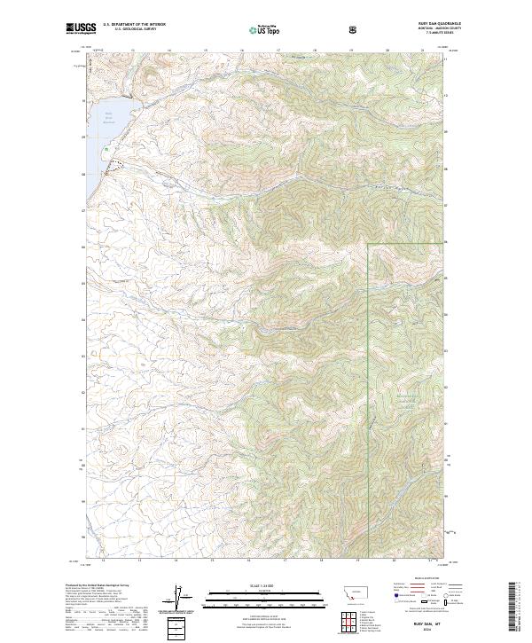 US Topo 7.5-minute map for Ruby Dam MT