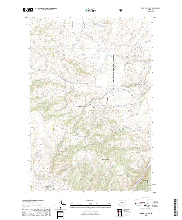 US Topo 7.5-minute map for Ruby Mountain MT