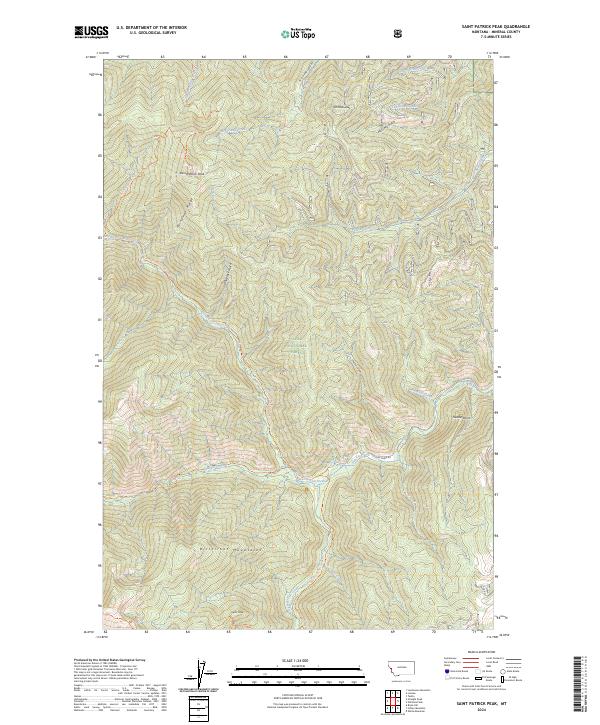 US Topo 7.5-minute map for Saint Patrick Peak MT