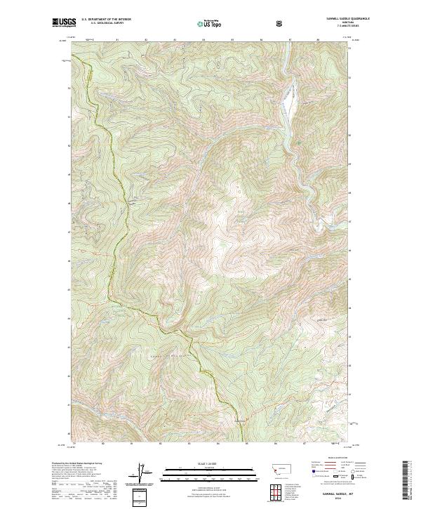 US Topo 7.5-minute map for Sawmill Saddle MT