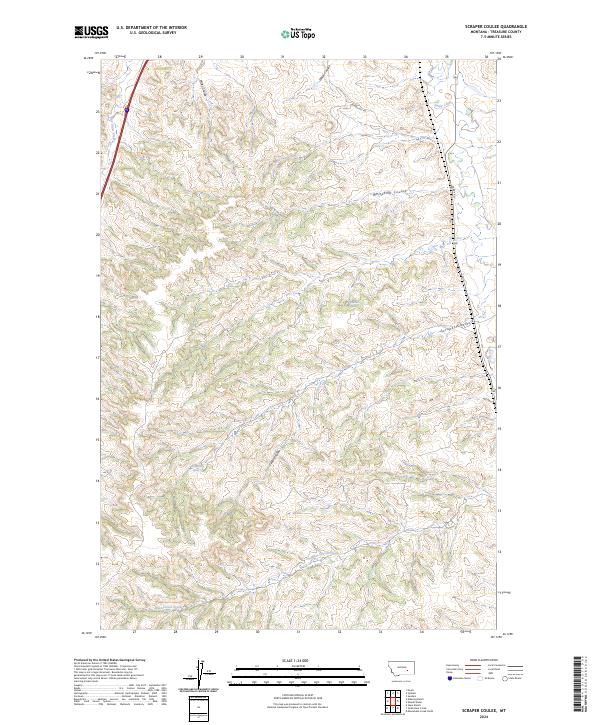 US Topo 7.5-minute map for Scraper Coulee MT