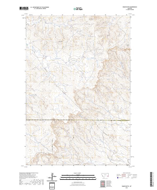 US Topo 7.5-minute map for Snake Butte MT