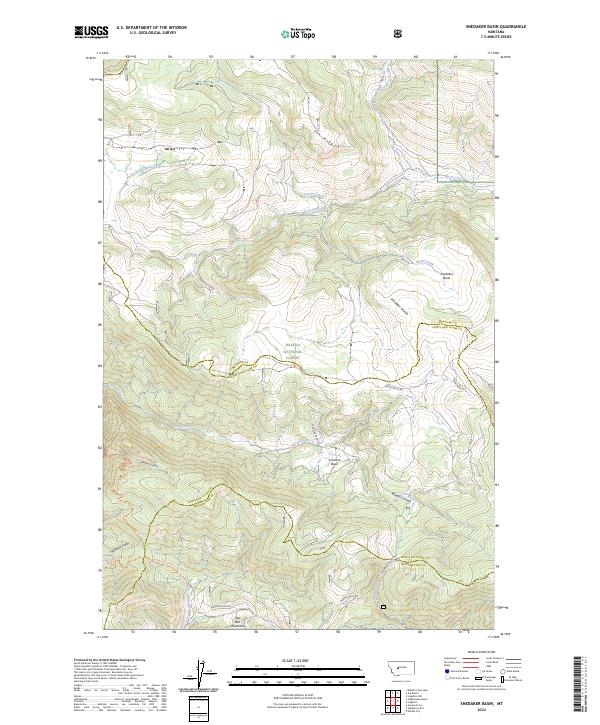 US Topo 7.5-minute map for Snedaker Basin MT