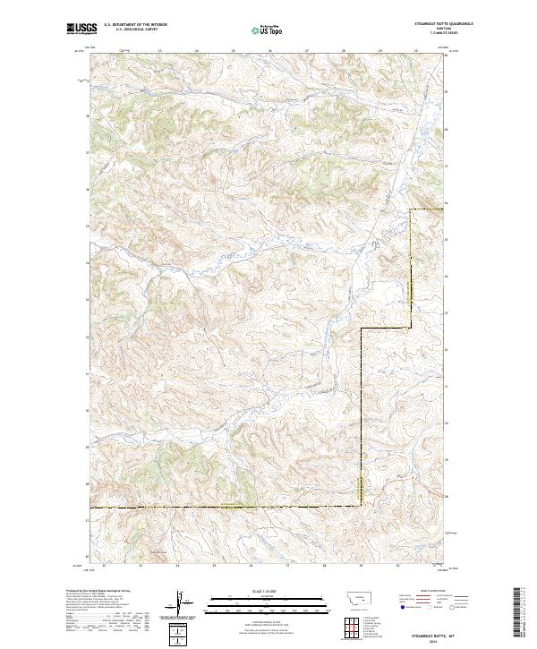 US Topo 7.5-minute map for Steamboat Butte MT