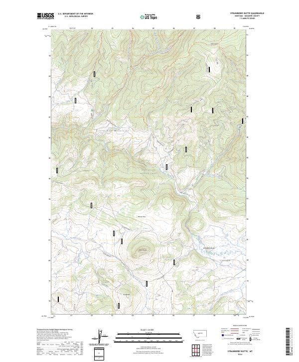 US Topo 7.5-minute map for Strawberry Butte MT