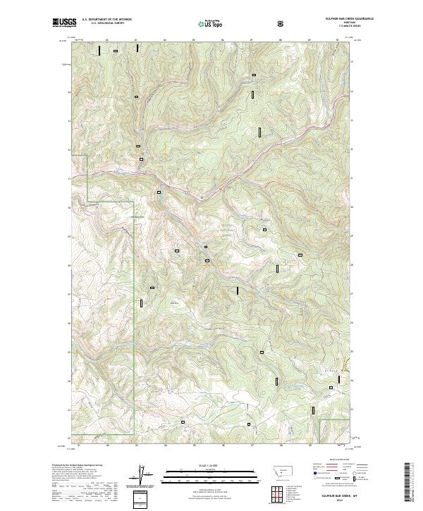 US Topo 7.5-minute map for Sulphur Bar Creek MT