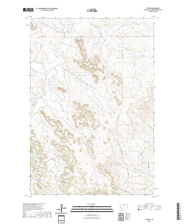 US Topo 7.5-minute map for T Creek MT