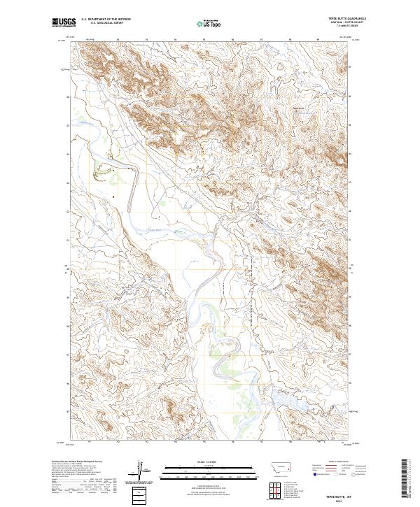 US Topo 7.5-minute map for Tepee Butte MT