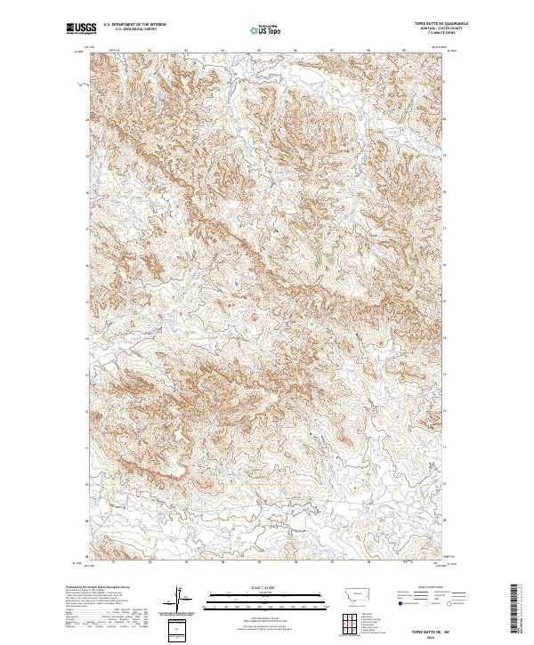 US Topo 7.5-minute map for Tepee Butte NE MT