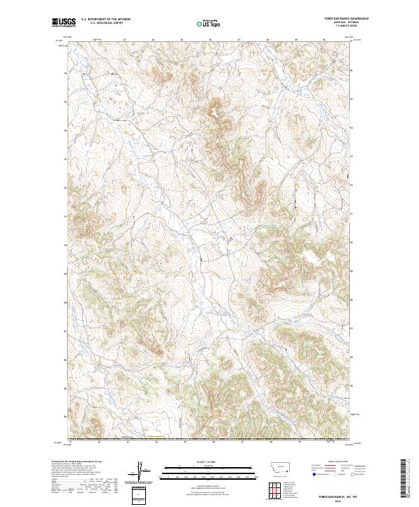 US Topo 7.5-minute map for Three Bar Ranch MTWY