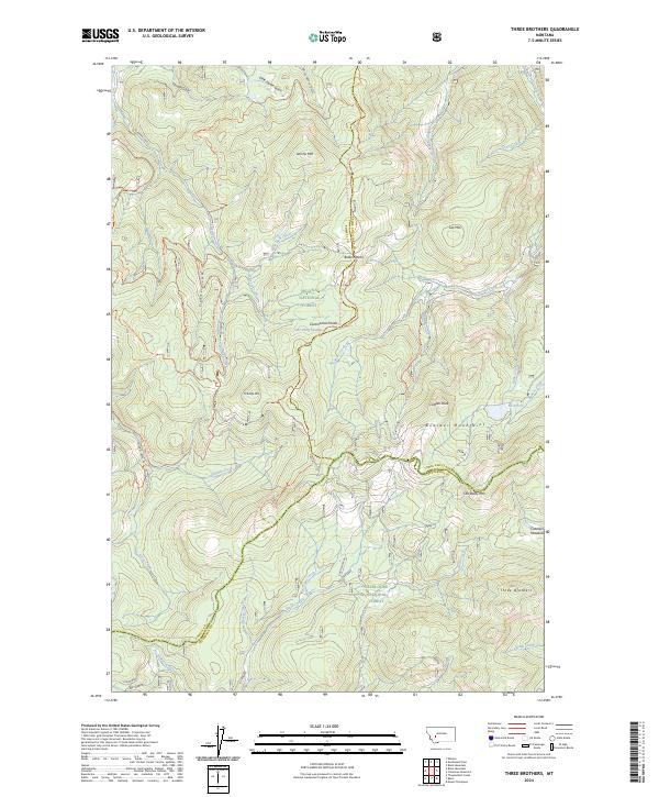US Topo 7.5-minute map for Three Brothers MT