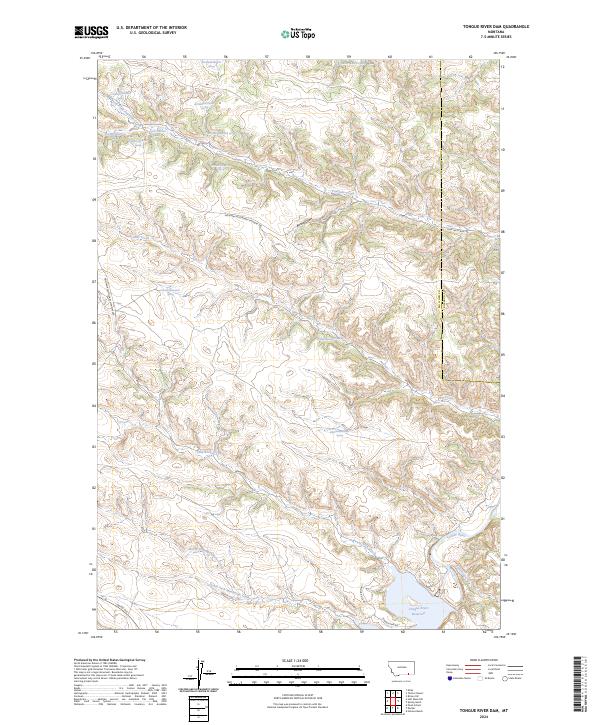 US Topo 7.5-minute map for Tongue River Dam MT