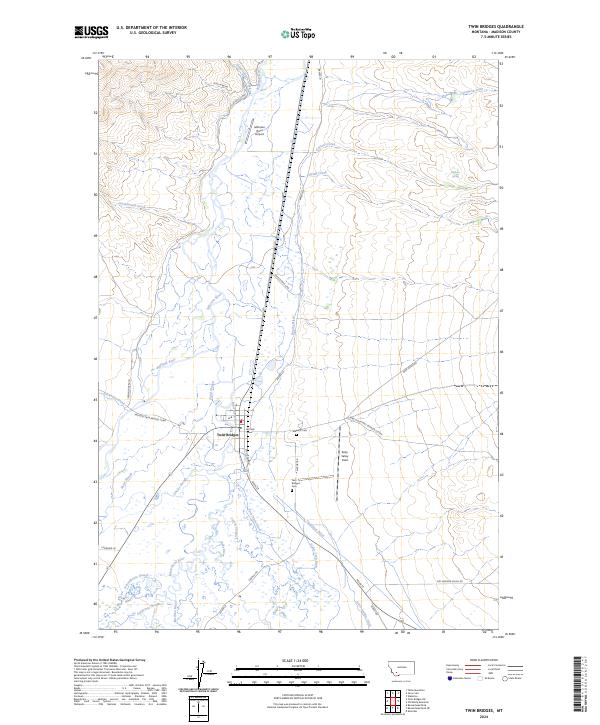 US Topo 7.5-minute map for Twin Bridges MT