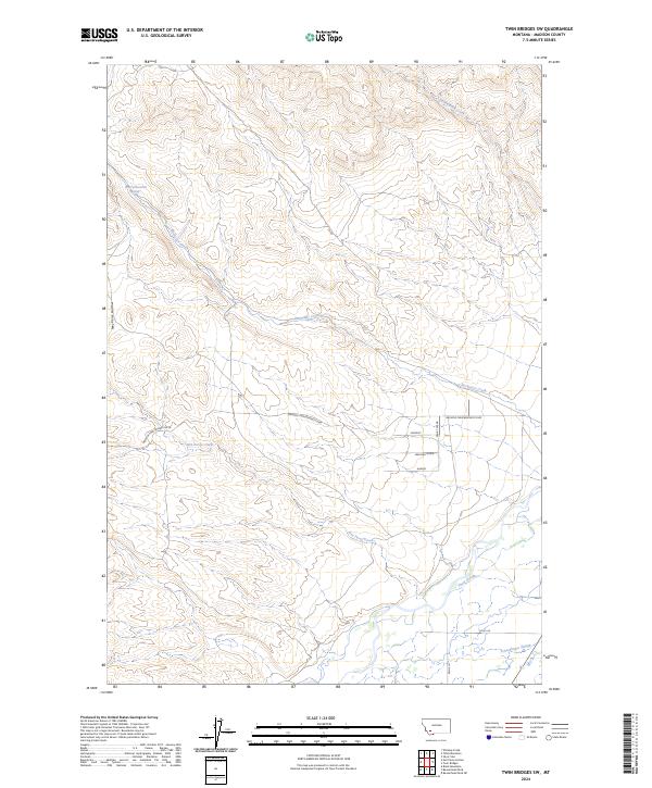 US Topo 7.5-minute map for Twin Bridges SW MT
