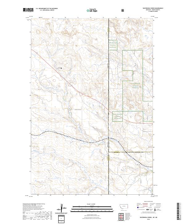 US Topo 7.5-minute map for Waterhole Creek MTND