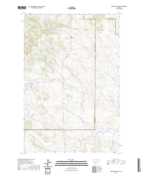 US Topo 7.5-minute map for Weed Creek West MT
