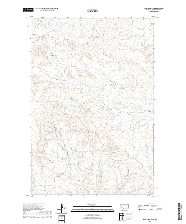 US Topo 7.5-minute map for Wild Horse Pass MT