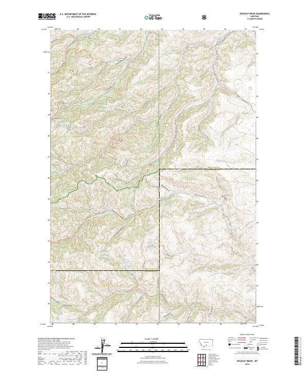 US Topo 7.5-minute map for Wildcat Draw MT