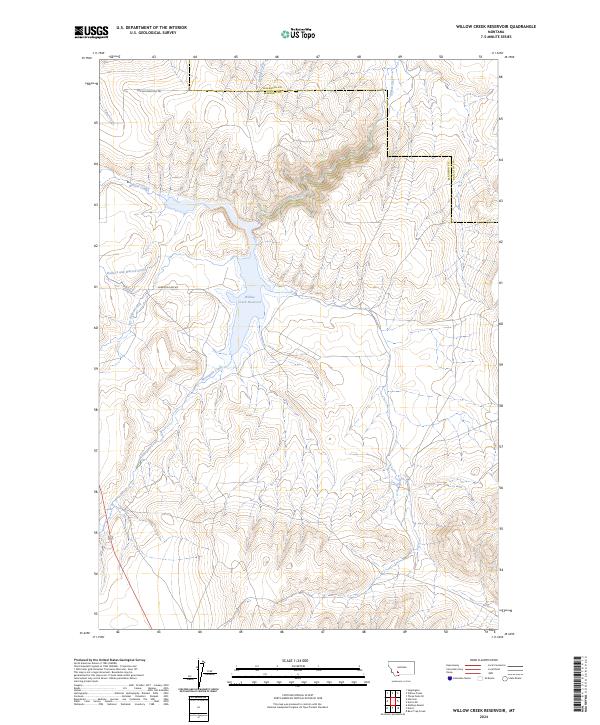 US Topo 7.5-minute map for Willow Creek Reservoir MT