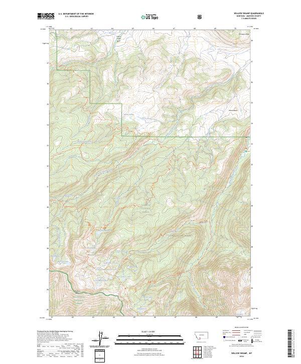 US Topo 7.5-minute map for Willow Swamp MT