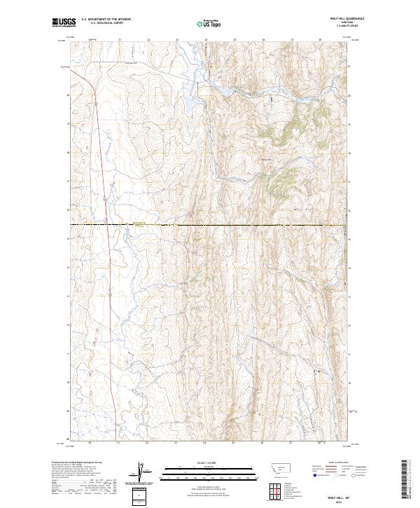 US Topo 7.5-minute map for Wolf Hill MT