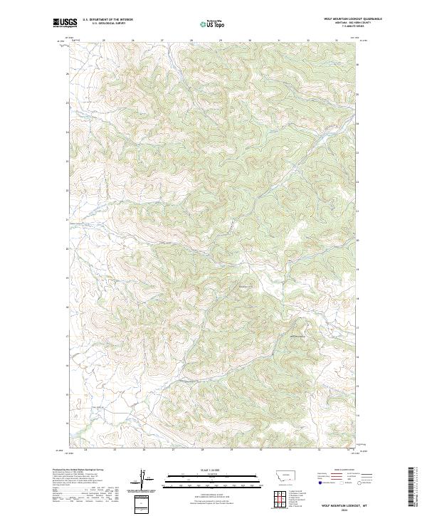 US Topo 7.5-minute map for Wolf Mountain Lookout MT