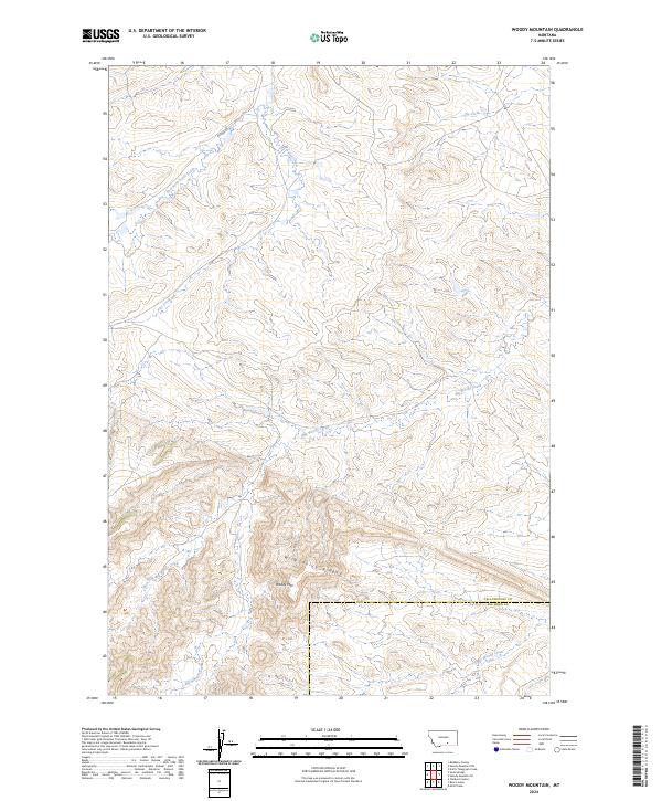 US Topo 7.5-minute map for Woody Mountain MT