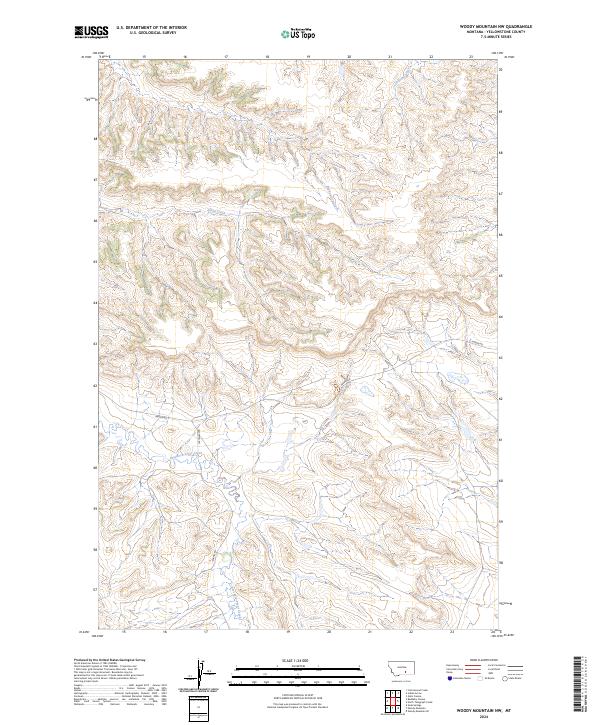 US Topo 7.5-minute map for Woody Mountain NW MT