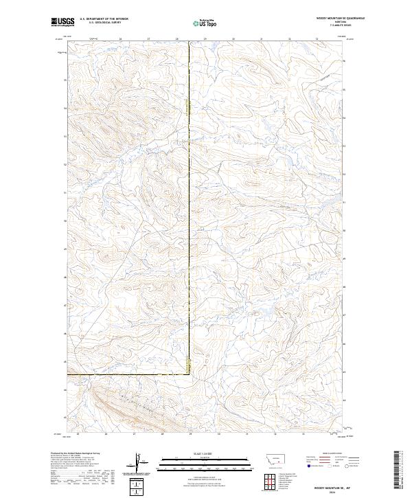US Topo 7.5-minute map for Woody Mountain SE MT
