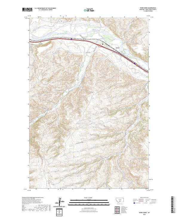 US Topo 7.5-minute map for Work Creek MT