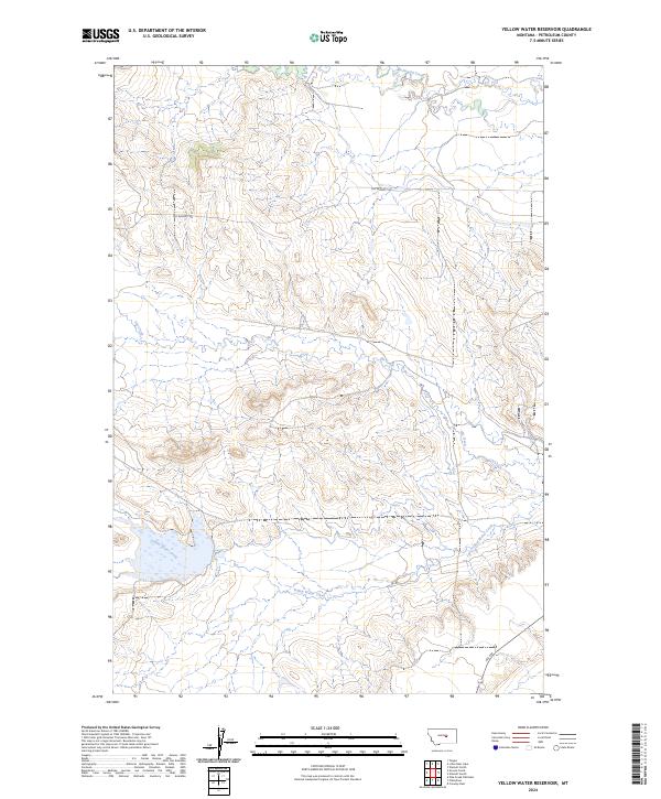 US Topo 7.5-minute map for Yellow Water Reservoir MT