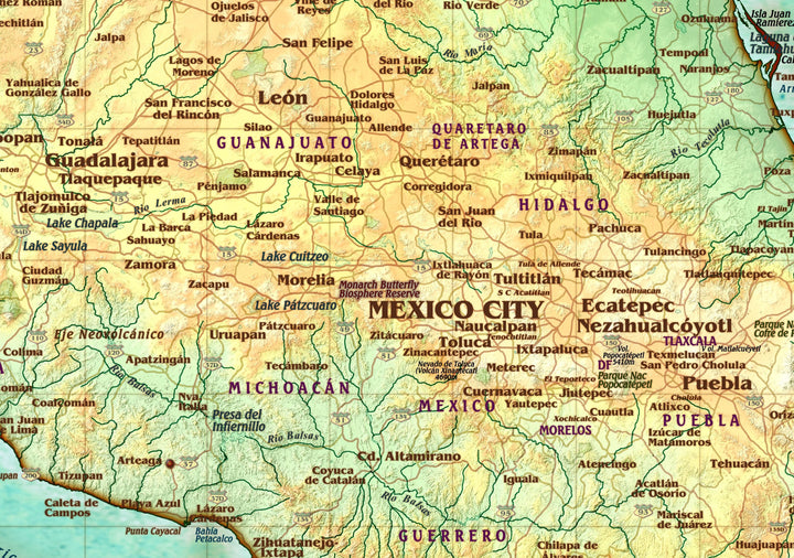 Antique Style Wall Map of Mexico