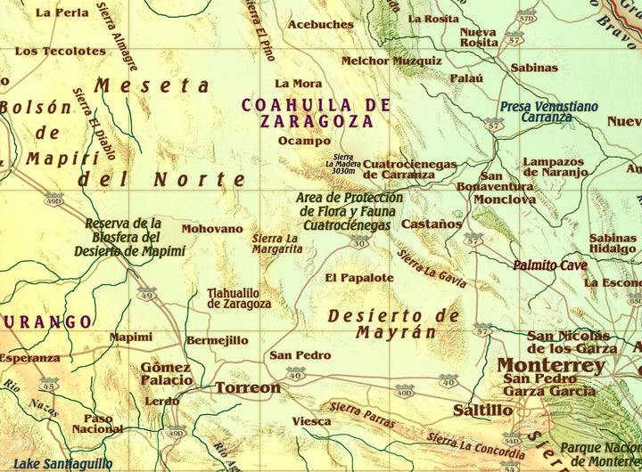 Antique Style Wall Map of Mexico