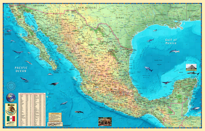 Decorative Wall Map of Mexico