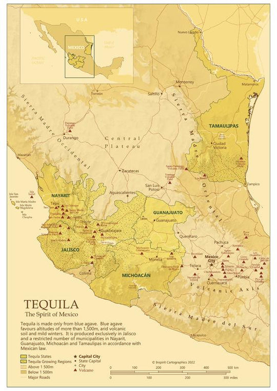 Tequila Map of Mexico – American Map Store