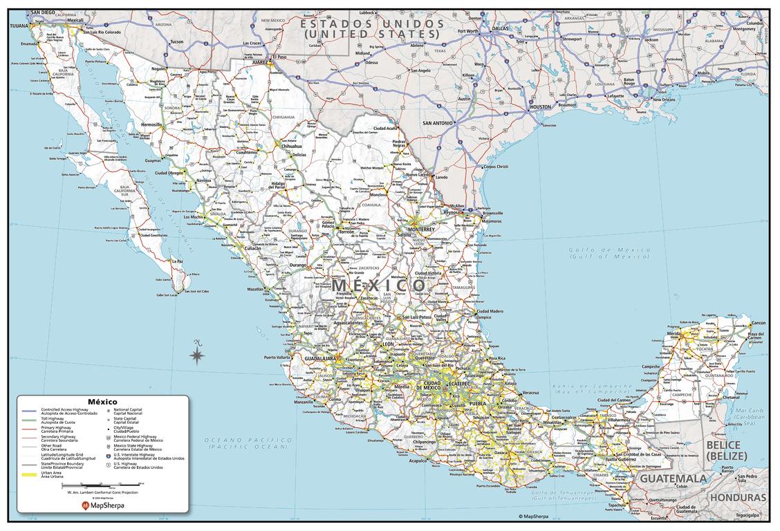 Mexico Political Wall Map