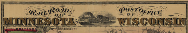 Railroad and Post Office Map of Minnesota and Wisconsin, 1871