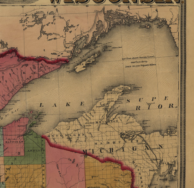 Railroad and Post Office Map of Minnesota and Wisconsin, 1871