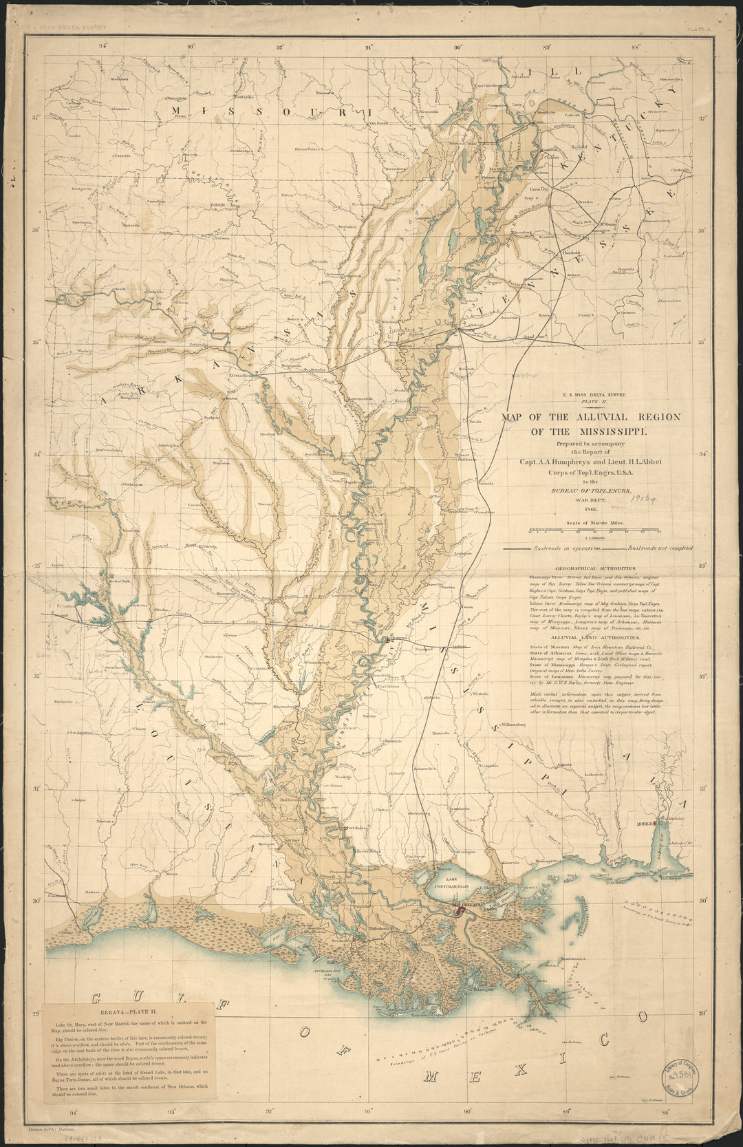 Map of the Alluvial Region of the Mississippi, 1861