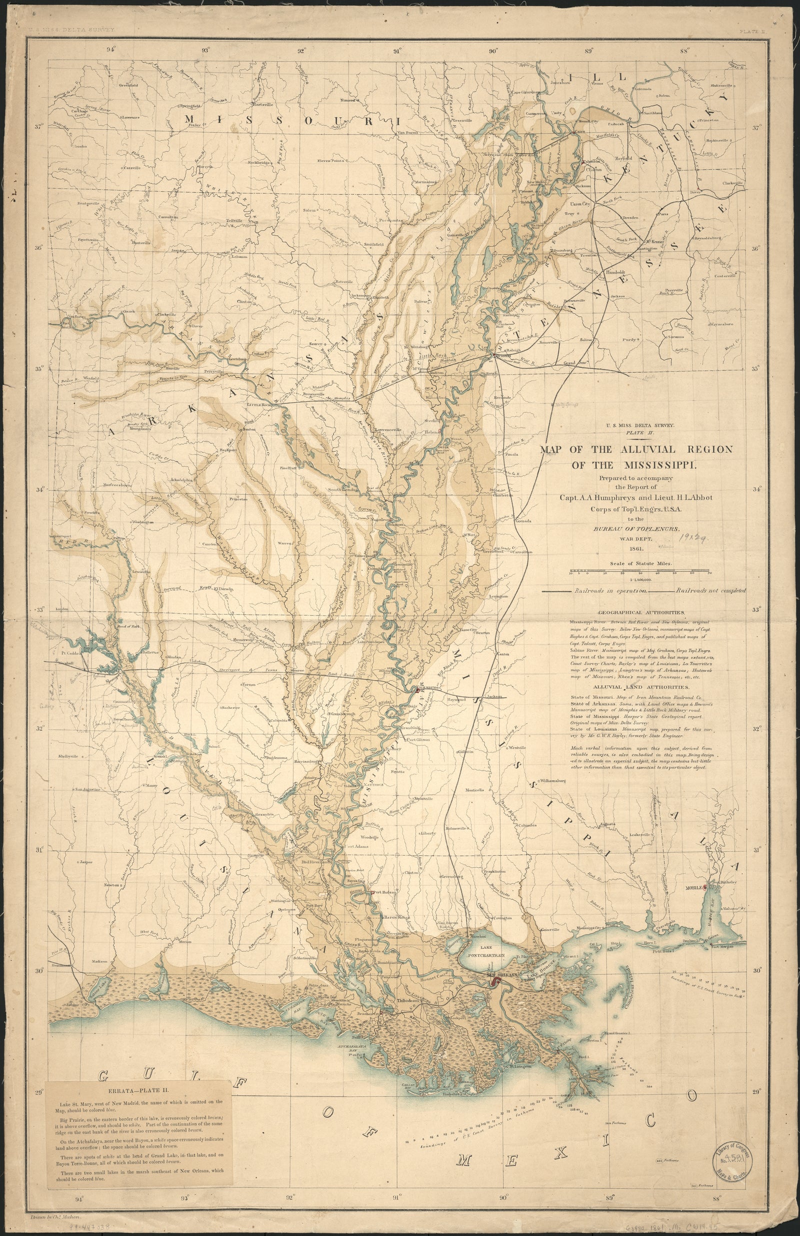 Map of the Alluvial Region of the Mississippi, 1861