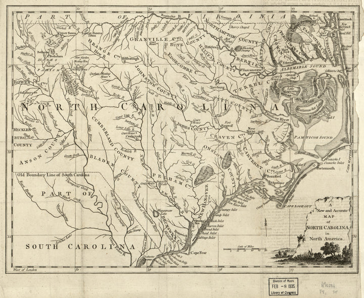 A New and Accurate Map of North Carolina in North America, 1779