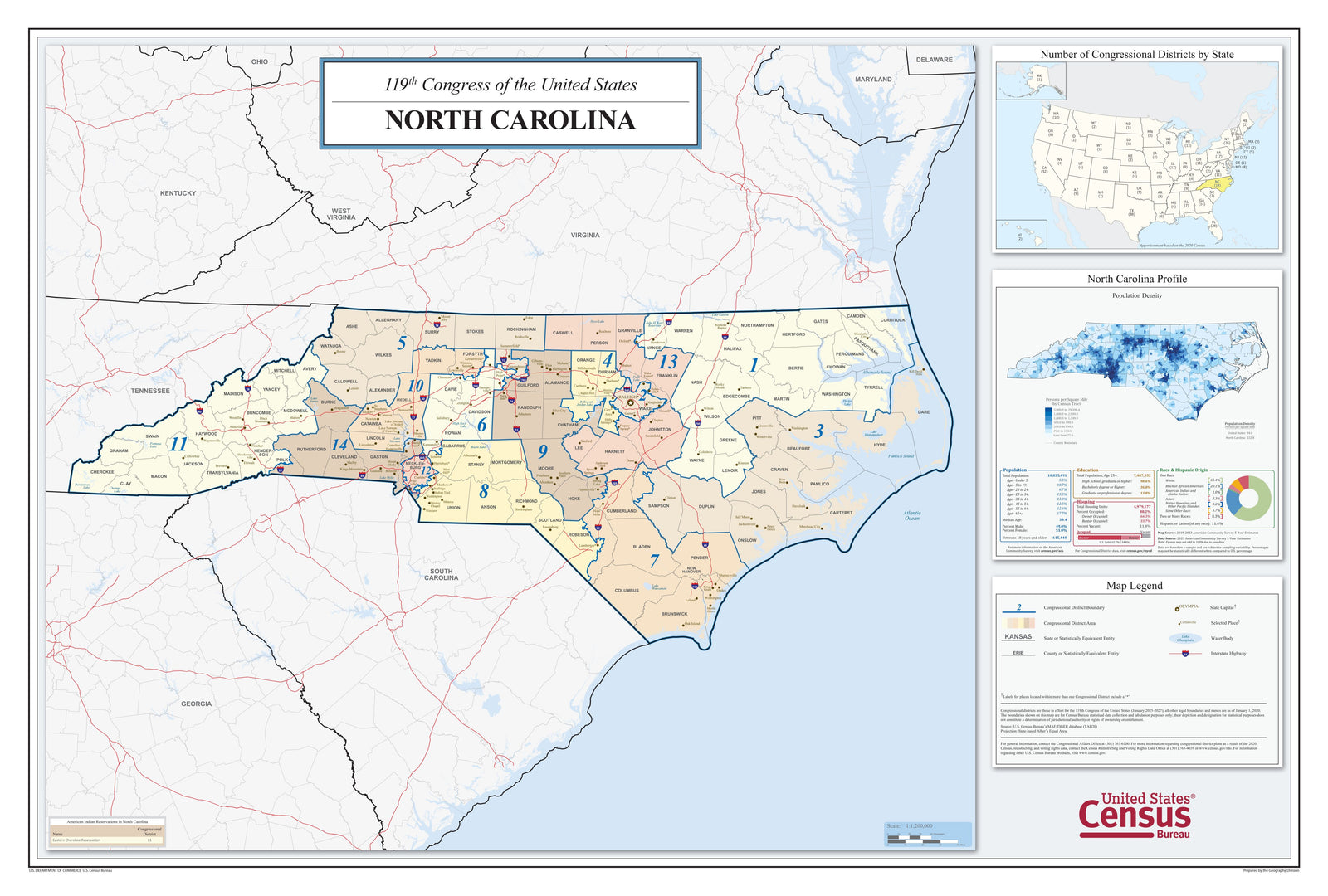 North Carolina Congressional District Wall Map