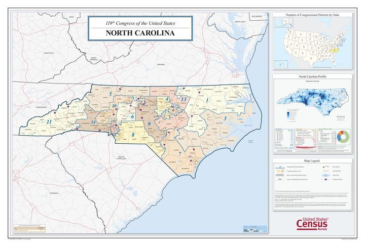 North Carolina Congressional District Wall Map