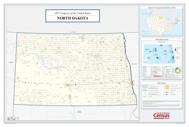 North Dakota Congressional District Wall Map