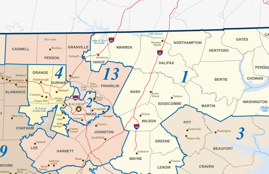 North Carolina Congressional District Wall Map