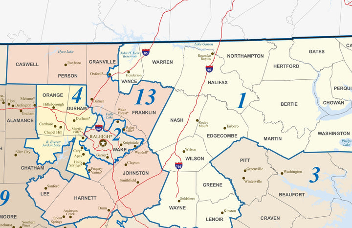 North Carolina Congressional District Wall Map