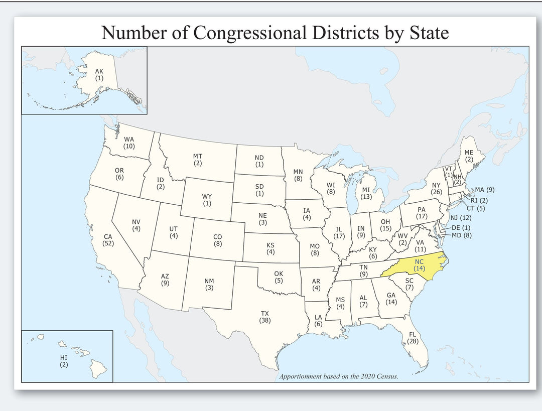 North Carolina Congressional District Wall Map