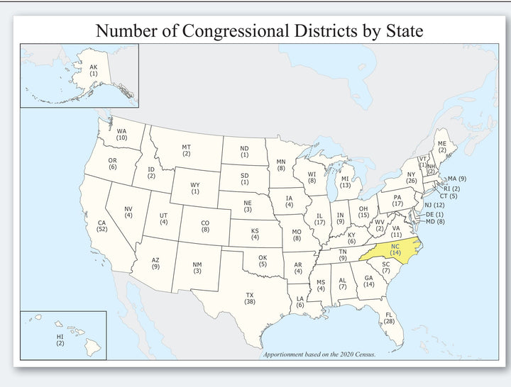 North Carolina Congressional District Wall Map