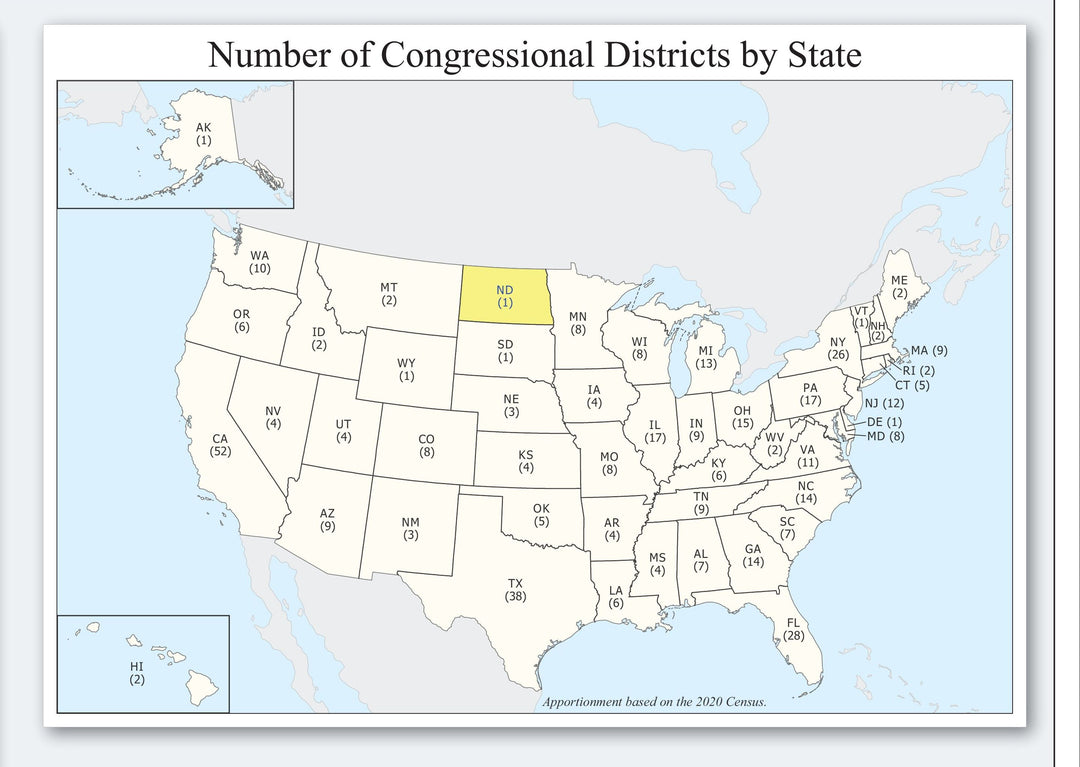 North Dakota Congressional District Wall Map